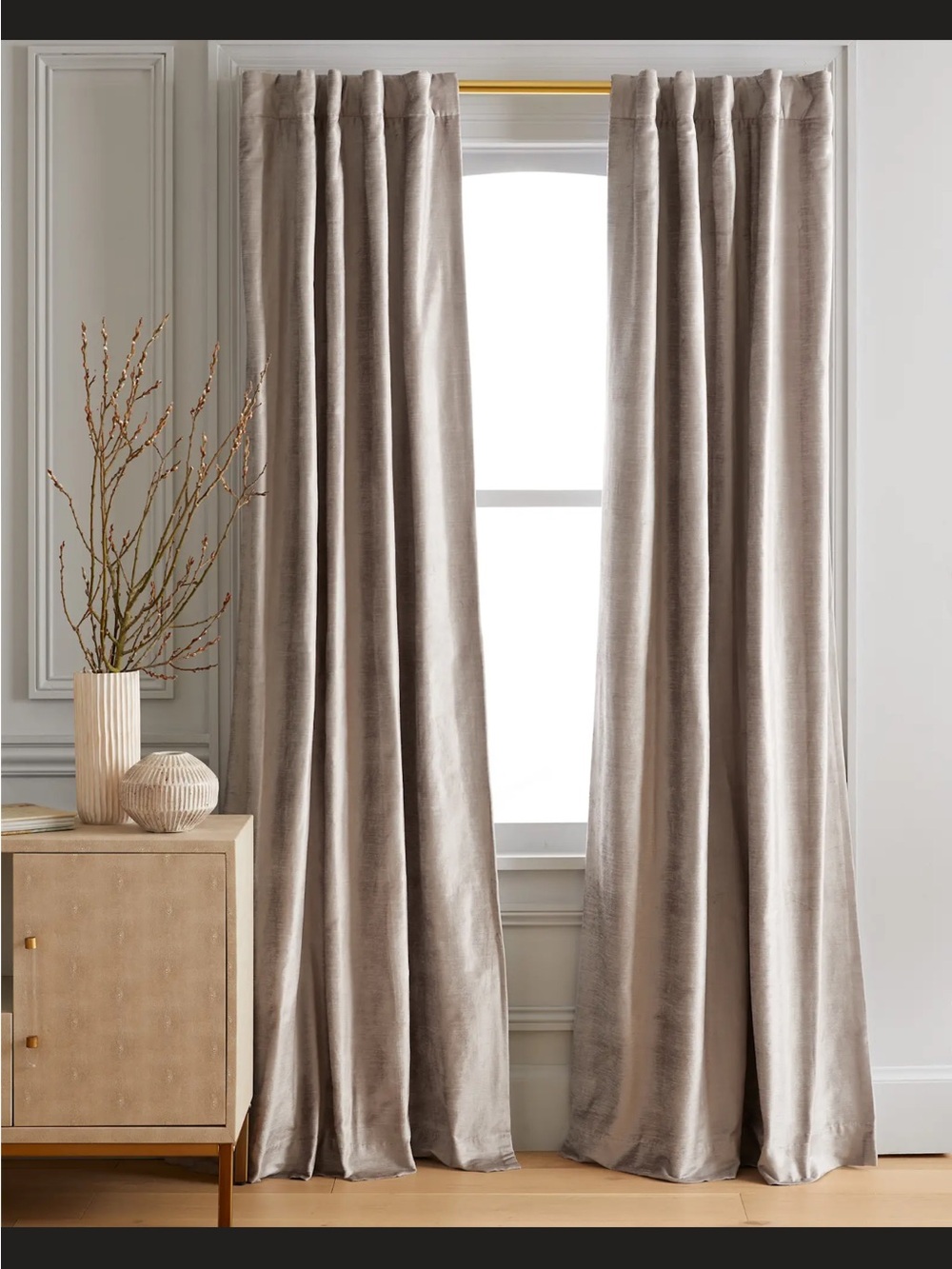 Quince Luster Velvet Blackout Curtain Panel in Silver